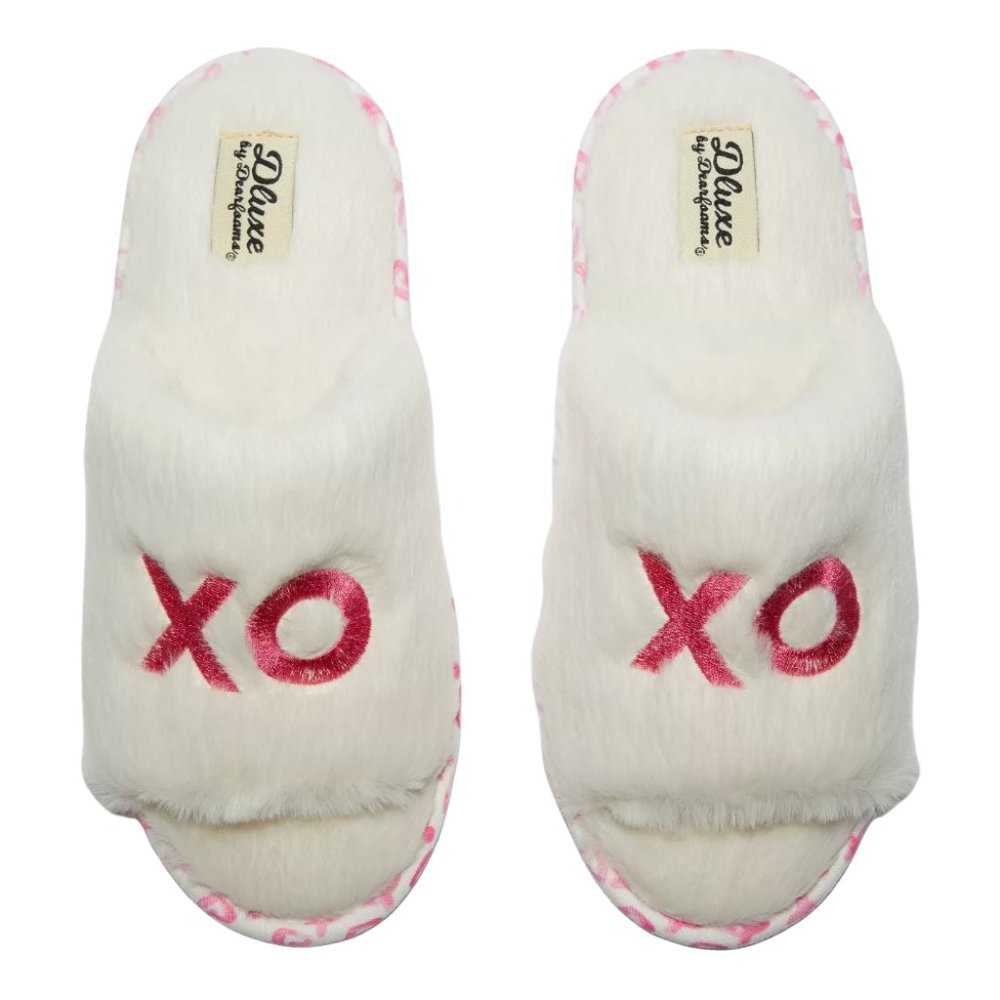 Women's dluxe by dearfoams XOXO Fur Slide Slippers - Ivory